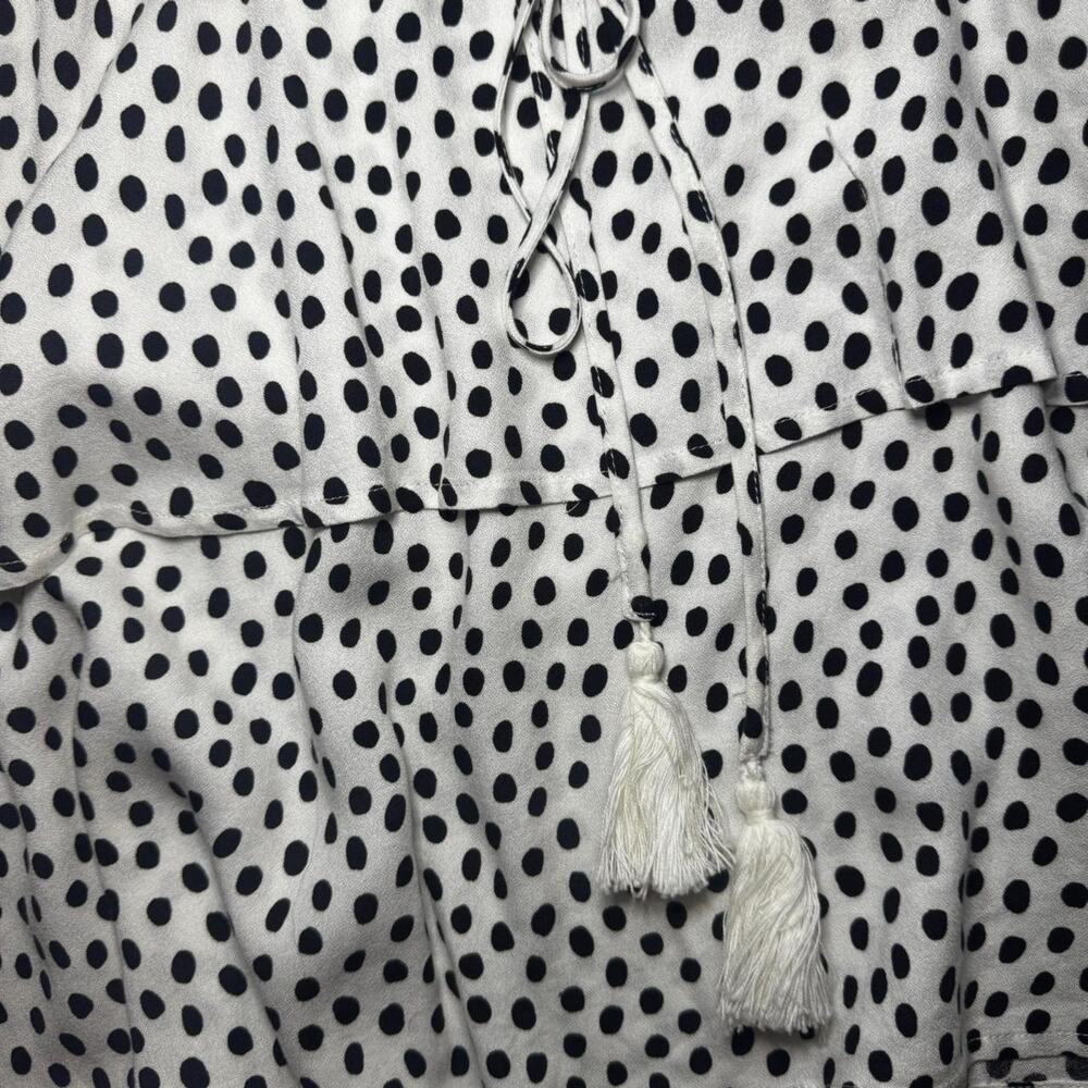 NEW MINKPINK Women’s Babydoll White & Black Polka Dot Tiered Tied Dress — SMALL - Picture 4 of 6
